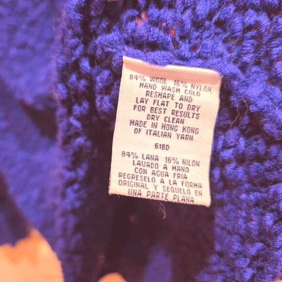 Eileen Fisher Blue Violet Nubby Italian Wool Blend Funnel Mock Neck Sweater L - Picture 4 of 11